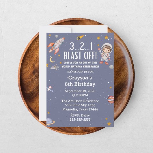 Invitation d'anniversaire pour garçon astronaute d