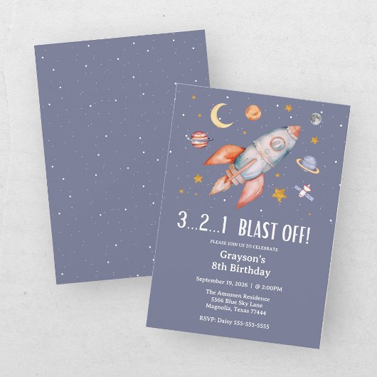 Invitation d'anniversaire pour garçon astronaute d