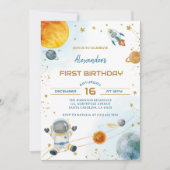 Invitation d'anniversaire pour garçon astronaute E (Devant)
