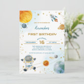 Invitation d'anniversaire pour garçon astronaute E (Debout devant)