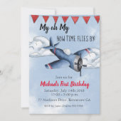 Invitation d'anniversaire pour garçon avec avion (Devant)