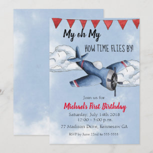 Invitation d'anniversaire pour garçon avec avion