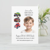 Invitation d'anniversaire pour garçon avec camion (Debout devant)