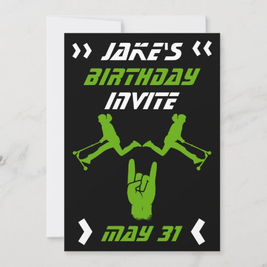 Invitation d'anniversaire pour garçon avec scooter (Devant)