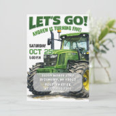 Invitation d'anniversaire pour garçon avec tracteu (Debout devant)