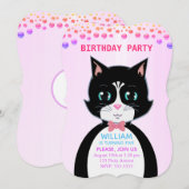 Invitation d'anniversaire pour garçon avec un chat (Devant / Derrière)