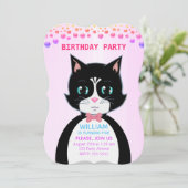 Invitation d'anniversaire pour garçon avec un chat (Debout devant)