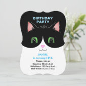 Invitation d'anniversaire pour garçon avec un chat (Debout devant)