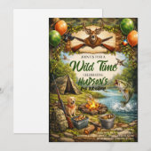 Invitation d'anniversaire pour garçon Camo Chasse  (Devant / Derrière)