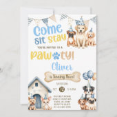 Invitation d'anniversaire pour garçon chiots / chi (Devant)