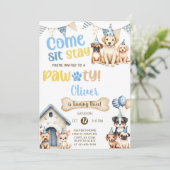 Invitation d'anniversaire pour garçon chiots / chi (Debout devant)