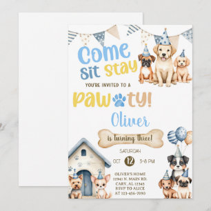 Invitation d'anniversaire pour garçon chiots / chi