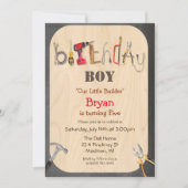 Invitation d'anniversaire pour garçon constructeur (Devant)