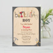 Invitation d'anniversaire pour garçon constructeur (Debout devant)