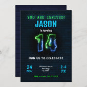 Invitation d'anniversaire pour garçon de 14 ans (Devant / Derrière)