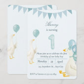 Invitation d'anniversaire pour garçon de 1 an avec (Devant / Derrière)