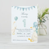 Invitation d'anniversaire pour garçon de 1 an avec (Debout devant)