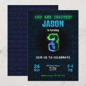 Invitation d'anniversaire pour garçon de 3 ans (Devant / Derrière)