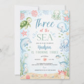 Invitation d'anniversaire pour garçon de 3 ans Thr (Devant)