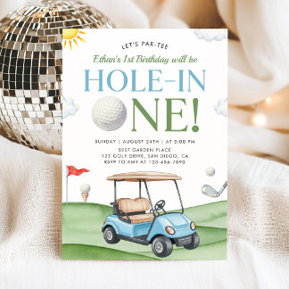 Invitation d'anniversaire pour garçon de golf Hole