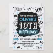Invitation d'anniversaire pour garçon Doodle 10 an (Devant)