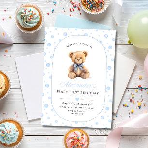 Invitation d'anniversaire pour garçon Ourson, 1er 