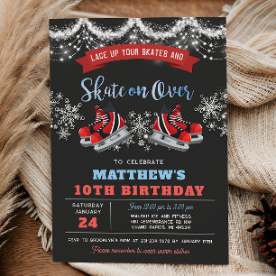 Invitation d'anniversaire pour garçon patinage sur