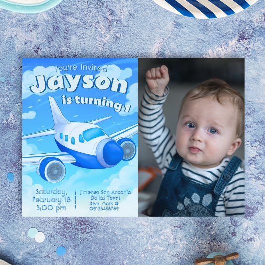 Invitation d'anniversaire pour garçon pilote d'avi