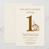 Invitation d'anniversaire pour garçon singe (Devant / Derrière)