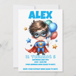 Invitation d'anniversaire pour garçon super-héros