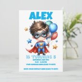 Invitation d'anniversaire pour garçon super-héros  (Debout devant)