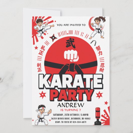 Invitation d'anniversaire pour garçons - Arts mart (Devant)