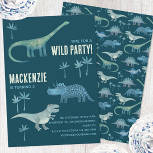 Invitation d'anniversaire pour garçons avec dinosa