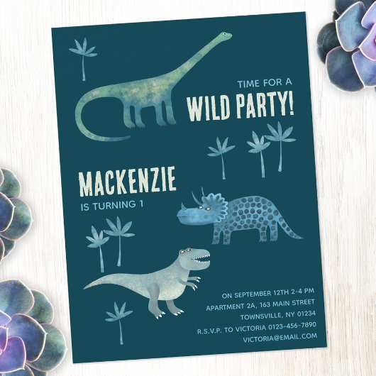 Invitation d'anniversaire pour garçons avec dinosa