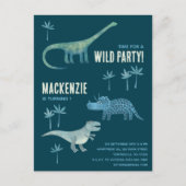 Invitation d'anniversaire pour garçons avec dinosa (Devant)