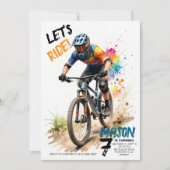 Invitation d'anniversaire pour garçons avec vélo d (Devant)