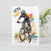 Invitation d'anniversaire pour garçons avec vélo d (Debout devant)