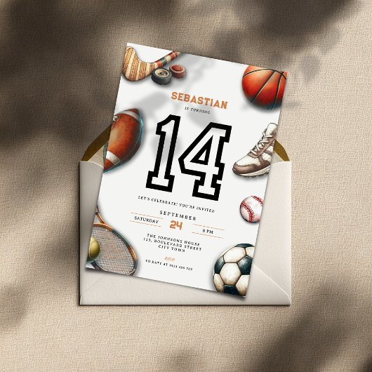 Invitation d'anniversaire pour garçons de 14 ans p