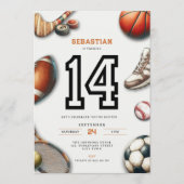 Invitation d'anniversaire pour garçons de 14 ans p (Devant)