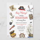 Invitation d'anniversaire pour garçons pirates Aho (Devant)