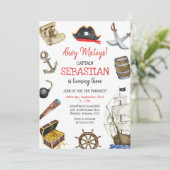 Invitation d'anniversaire pour garçons pirates Aho (Debout devant)