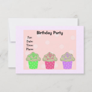 Invitation d'anniversaire pour gâteau cupcake givr