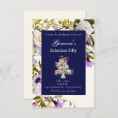 Invitation d'anniversaire pour gâteau floral crème (Devant / Derrière)