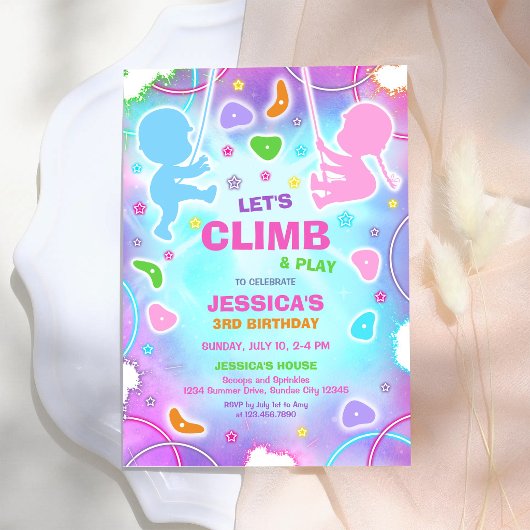Invitation d'anniversaire pour grimper et jouer à 