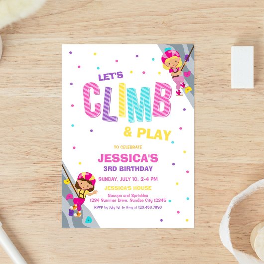 Invitation d'anniversaire pour grimper et jouer à