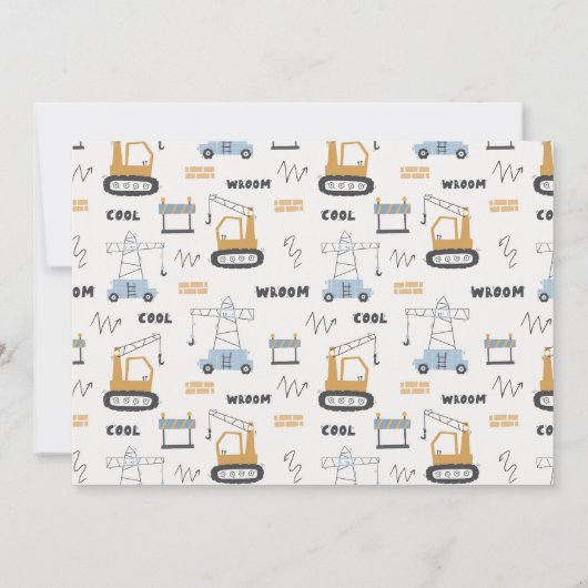 Invitation d'anniversaire pour grue de constructio (Dos)