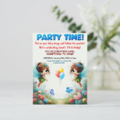 Invitation d'anniversaire pour jardin de fées ench (Debout devant)