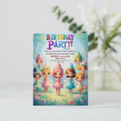 Invitation d'anniversaire pour jardin de fées ench (Debout devant)