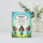 Invitation d'anniversaire pour jardin de fées ench (Debout devant)