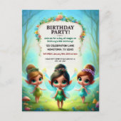 Invitation d'anniversaire pour jardin de fées ench (Devant)